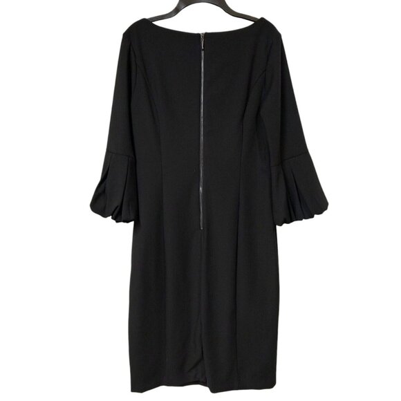 White House Black Market Black Body Perfecting Lantern Sleeve Sheath Dress Sz 10 - Picture 2 of 7